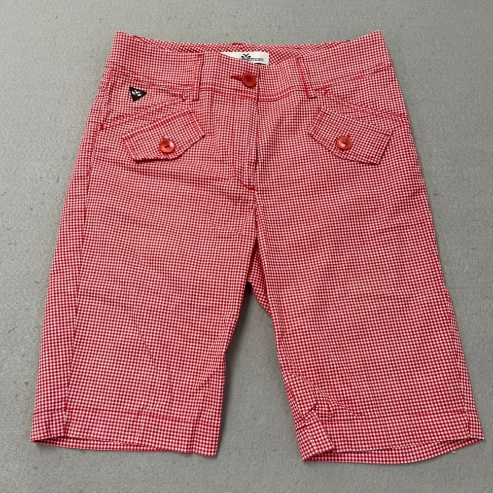 Walter Genuin Shorts Womens 2‎ Red Gingham Check Cotton Made in Italy